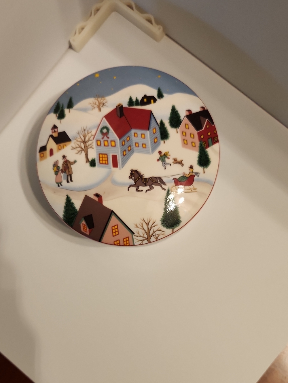 Mikasa "Holiday Village" Porcelain Vintage Trinket Box